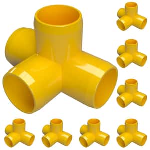 3/4 in. Furniture Grade PVC 4-Way Tee in Yellow (8-Pack)
