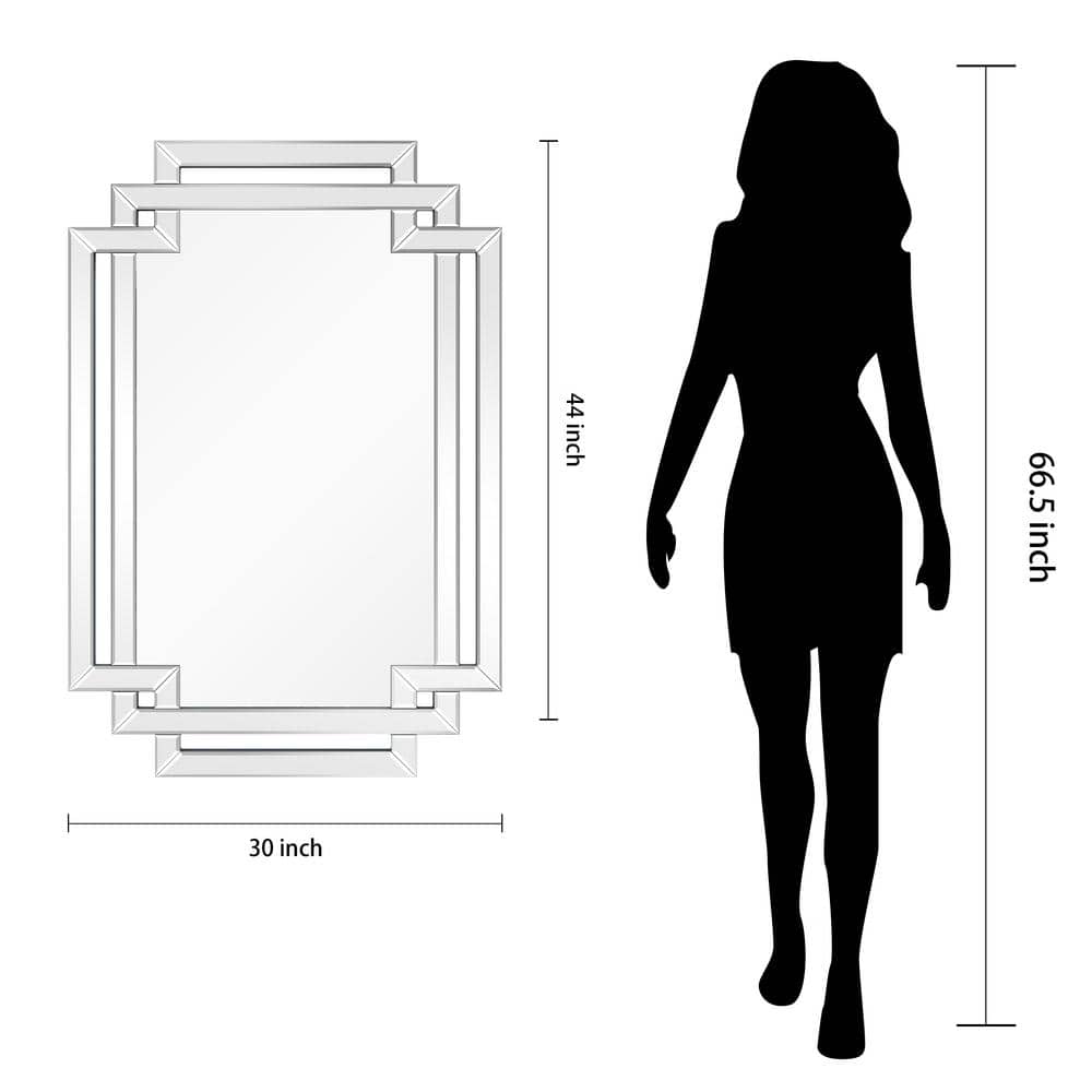 Empire Art 30" x 44" Silver Rectangular Vanity Mirror