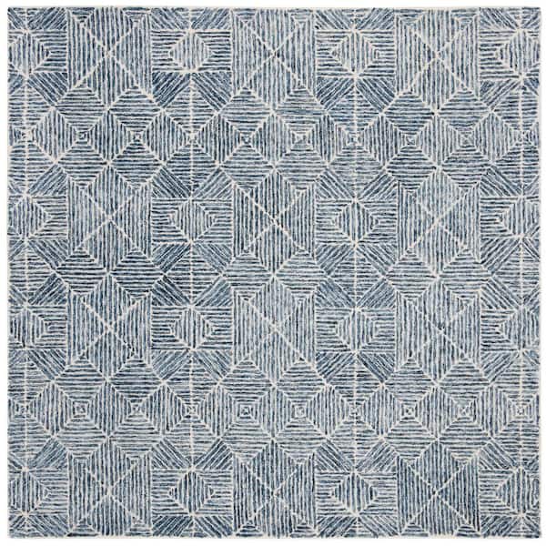 SAFAVIEH Abstract Blue/Ivory 4 ft. x 4 ft. Diamond Geometric Square Area Rug