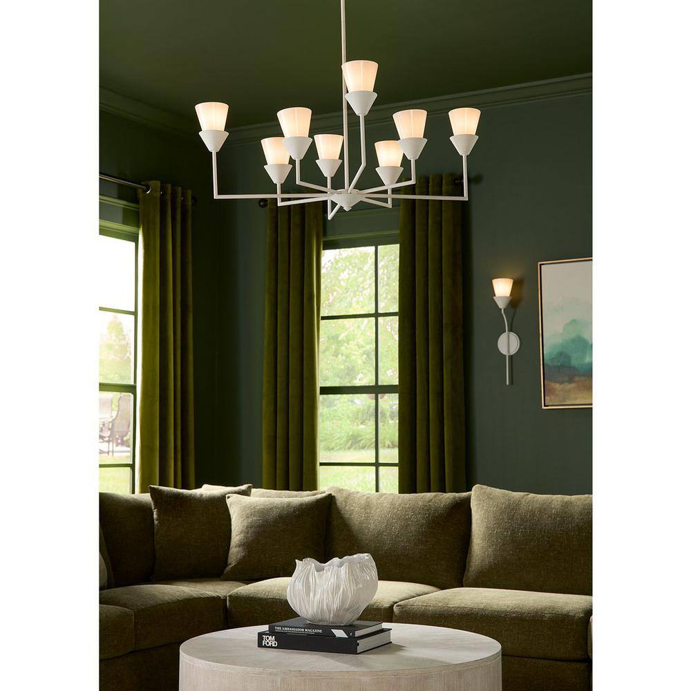 Pinellas White Plaster Dimmable Wall Bracket with Opal Glass Shade