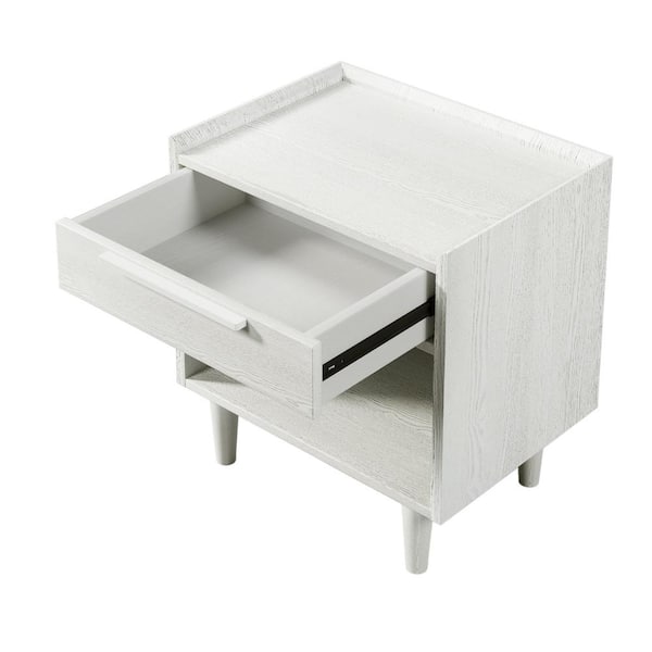 Unbranded 22.8 in. W x 16.9 in. D x 24.4 in. H White Wood Linen Cabinet with Drawer and Open Shelf