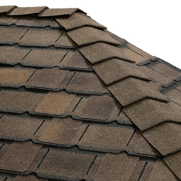 GAF TimberCrest 10 in. width Barkwood Bullnose Hip and Ridge Cap Shingles (20 linear feet per Box) (30-pieces)