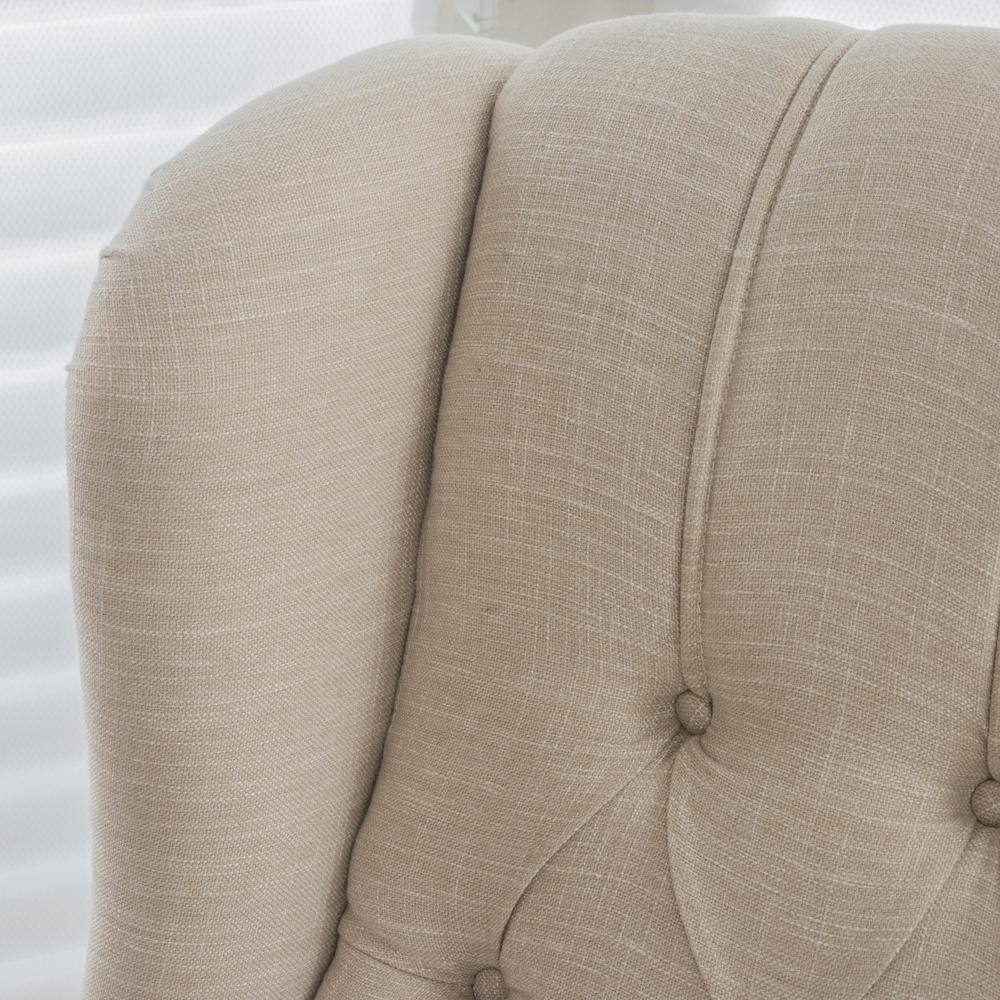 Light Beige Wingback Recliner Chair with Button-Tufting and Nailhead Trim