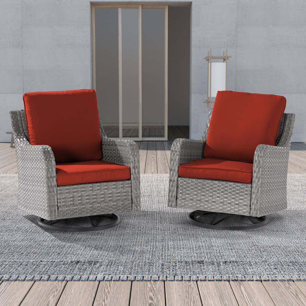 JOYESERY 2-Piece Patio Furniture Conversation Set Gray Wicker Outdoor ...