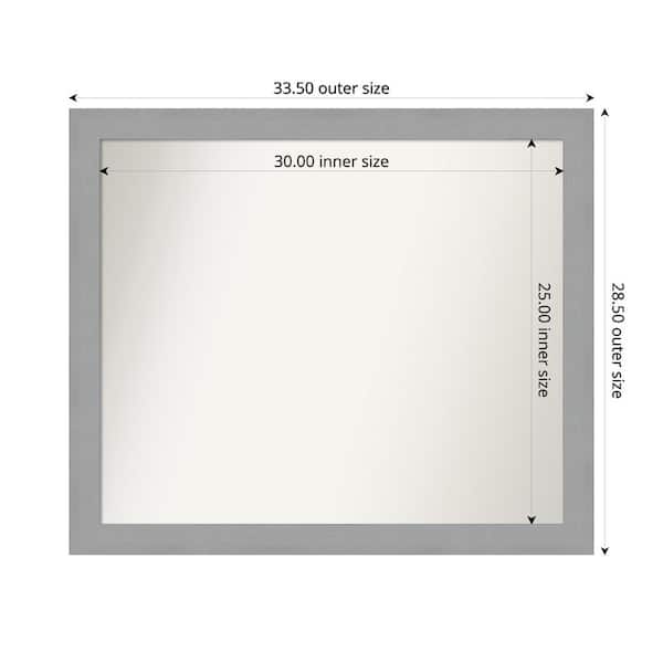 Amanti Art Brushed Nickel 33.5 in. x 28.5 in. Custom Non-Beveled Recycled Polystyrene Framed Bathroom Vanity Wall Mirror