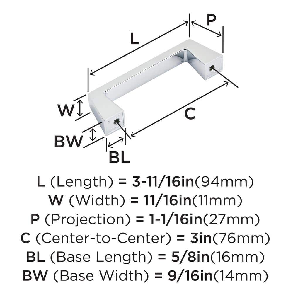 Polished Chrome Modern Cabinet Drawer Pull with Mounting Hardware