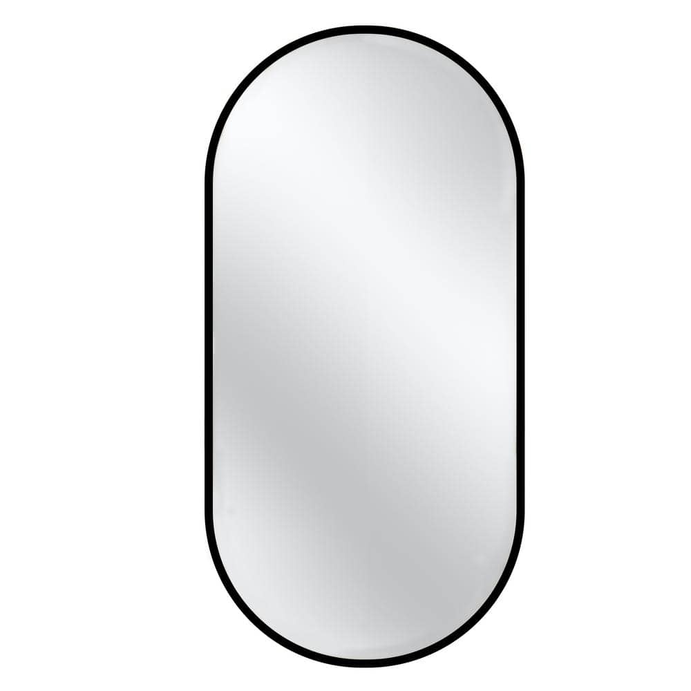 36 in. W x 18 in. H Large Oval Stainless Steel Framed Wall Bathroom Vanity 