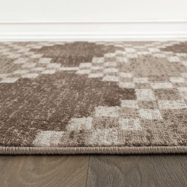 Southwestern Geometric Area Rug Beige 2 ft. 3 in. x 12 ft. Runner Rug