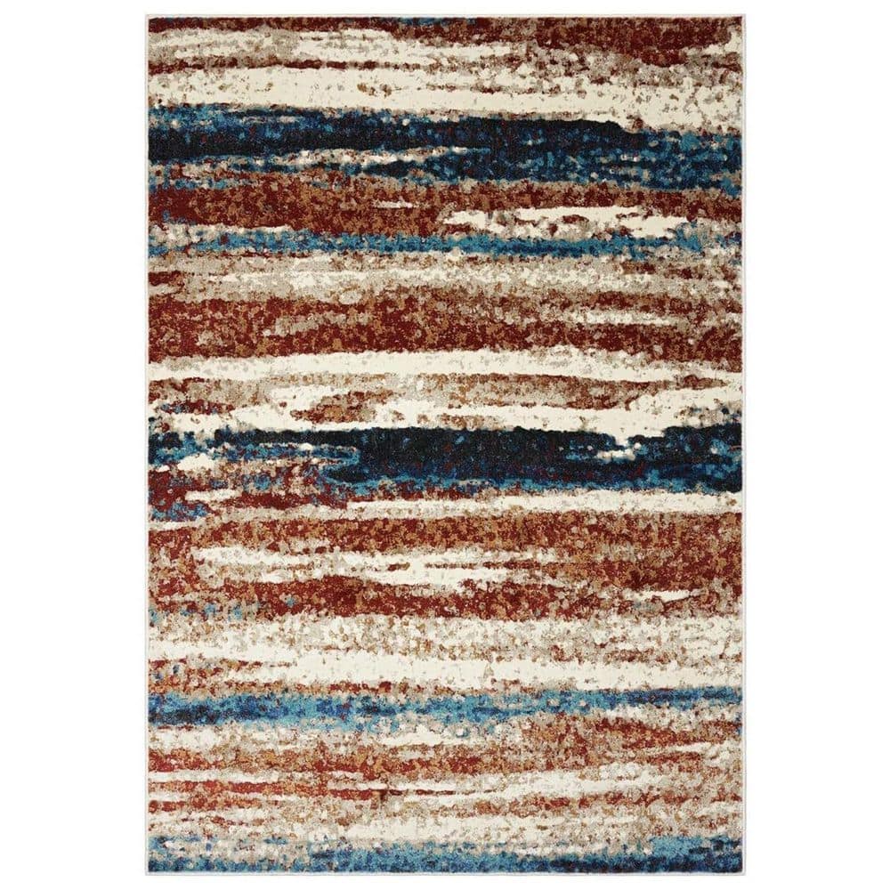Dark Brown Polypropylene 6 ft. 5 in. x 9 ft. Abstract Indoor Area Rug