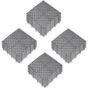 Compound Rubber Tiles 12 in. x 12 in. x 0.5 in. Interlocking Garage Floor Tiles Deck Tile for Wet Area (25-Packs, Gray)