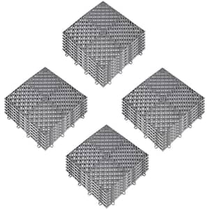 Interlocking Drainage Mat Floor Tiles Rubber Interlocking Gym Flooring Tiles 12 x 12 x 0.5 in.  (25 Pcs, 25 sq ft Gray)