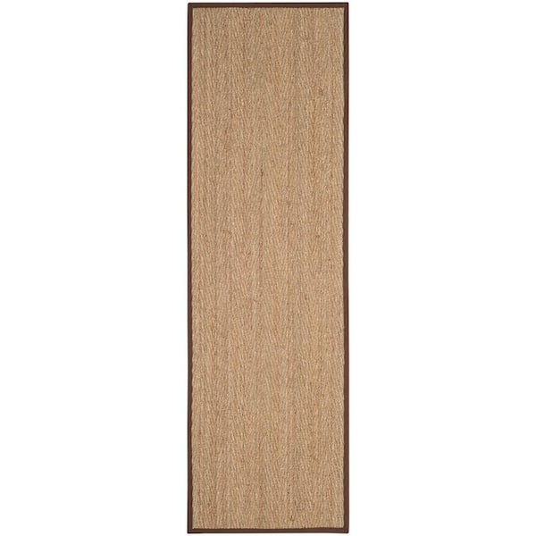 SAFAVIEH Natural Fiber Beige/Dark Brown 3 ft. x 8 ft. Border Runner Rug