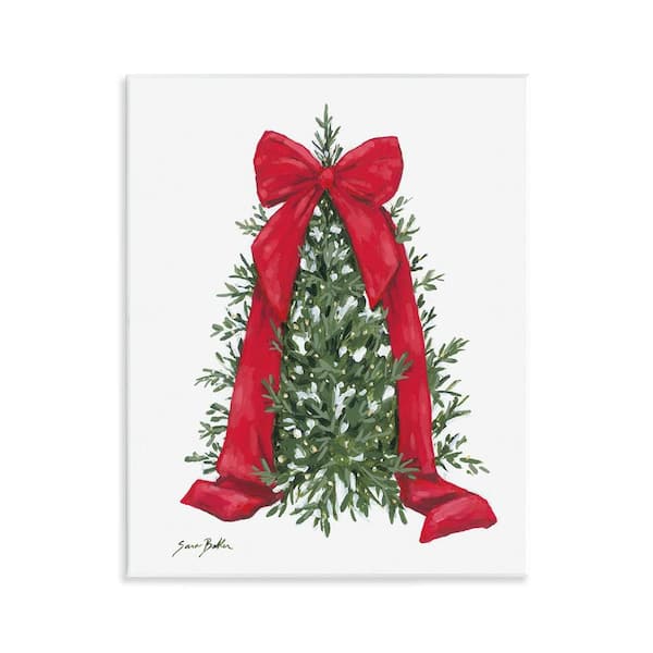 Festive Greenery with Ribbon by Sara Baker 1-Piece Unframed Graphic Religious Art Print 14 in. x 11 in.