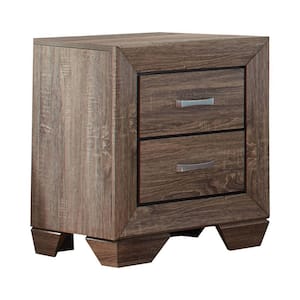2-Drawer Brown Transitional Style Wooden Nightstand with Tapered Feet 16.5 in. L x 23.5 in. W x 26.75 in. H