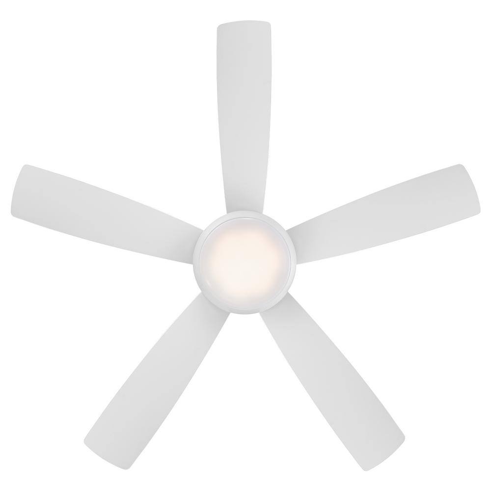 Odyssey 52" Matte White Smart Ceiling Fan with LED Light and Remote