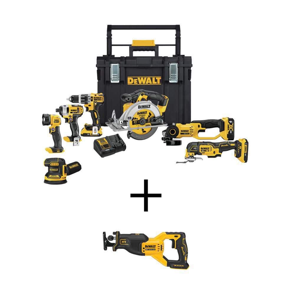 DEWALT 20V MAX Lithium-Ion Cordless 7 Tool Combo Kit with TOUGHSYSTEM Case and 20V MAX XR Cordless Brushless Reciprocating Saw -  DCKTS781D2M1W82