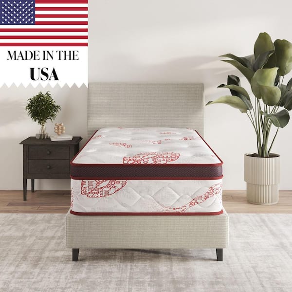 Ottomanson Twin Made in USA Medium Firm Hybrid, 13 in. Edge to Edge Pocket Coil, Bed in A Box, Ottopedic Mattress
