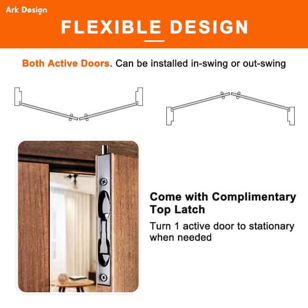 ARK DESIGN - 60 in. x 80 in. Universal Handed 10-Lite Clear Glass White Solid Core MDF French Door with Quick Assemble Jamb