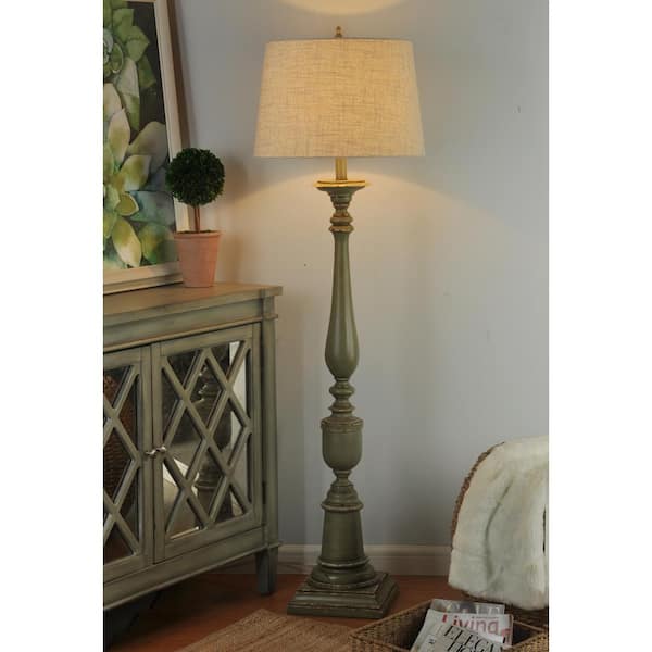 Distressed Green Floor Lamp, Mackinaw Cream Floor Lamp