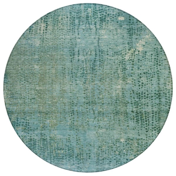 Chantille Machine Washable Indoor/Outdoor Abstract ACN2088 Teal 8 ft. x 8 ft. Area Rug