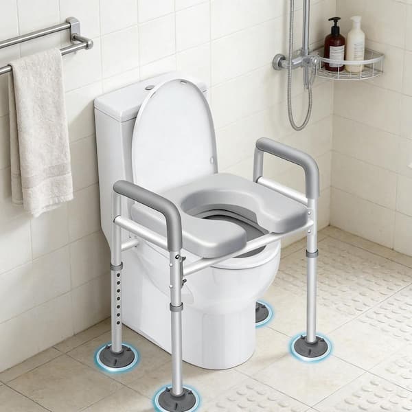 Numhew Adjustable Toilet Seat with Handles for Elderly, Handicap  display picture 1