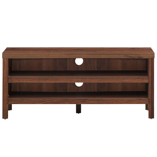 Costway 42 in. Walnut Wood End Table with 2-Open storage shelves