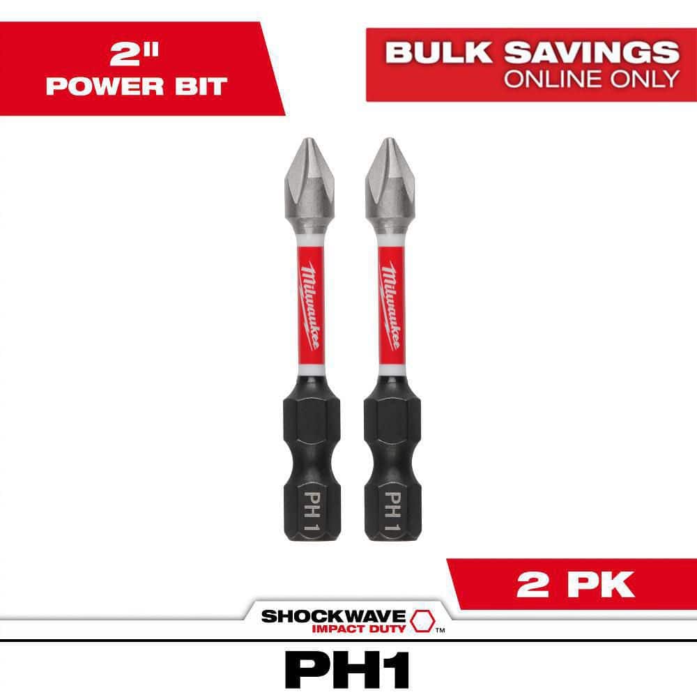 SHOCKWAVE Impact Duty 2 in. Phillips #1 Alloy Steel Screw Driver Bit (2-Pack) price history on PriceWatchPro