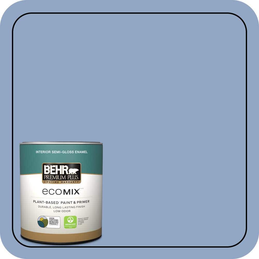 BEHR PREMIUM PLUS 1 qt. #PPU15-13 Blue Hydrangea Semi-Gloss Enamel