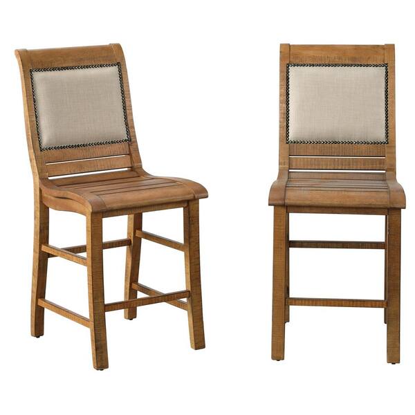 Progressive Furniture Willow Distressed Pine Upholstered Counter Chairs (2/ctn)