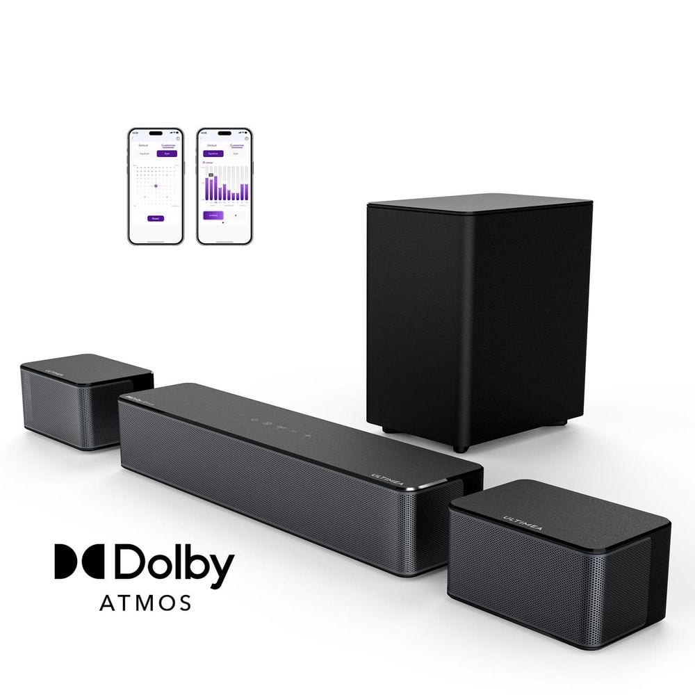 ULTIMEA Poseidon M4T 5.1 Channel Dolby Atmos Soundbar for TV, Wireless Subwoofer, Surround Adjustable, 4 5 0W-Black