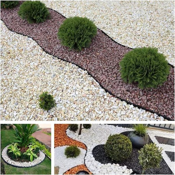 Phewnyzo 60 ft. Black Plastic Garden Edging Kit with 72 Anchoring