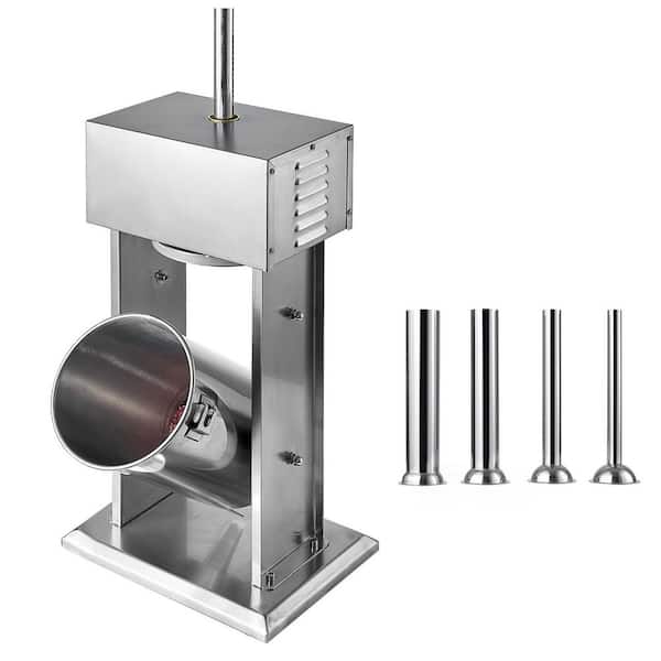 Electric Sausage Stuffer, 25 lb. /12L Vertical, Stepless Speed, Foot Pedal, Steel Filler w/ 4-Tubes, Home and Commercial