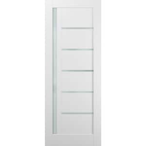 18 in. x 96 in. Single Panel No Bore Solid MDF 1/4 Lite Frosted Glass White Finished Pine Wood Interior Door Slab
