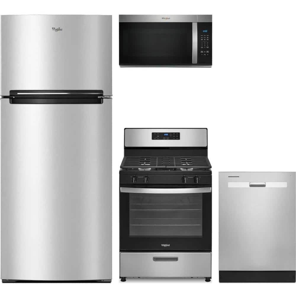 Whirlpool Kitchen Package Home Depot Whirlpool 18 cu. ft. Counter Depth Refrigerator with 4 Burner