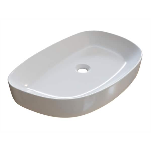 Glass Warehouse Spica Bathroom Ceramic Vessel Sink Art Basin in White