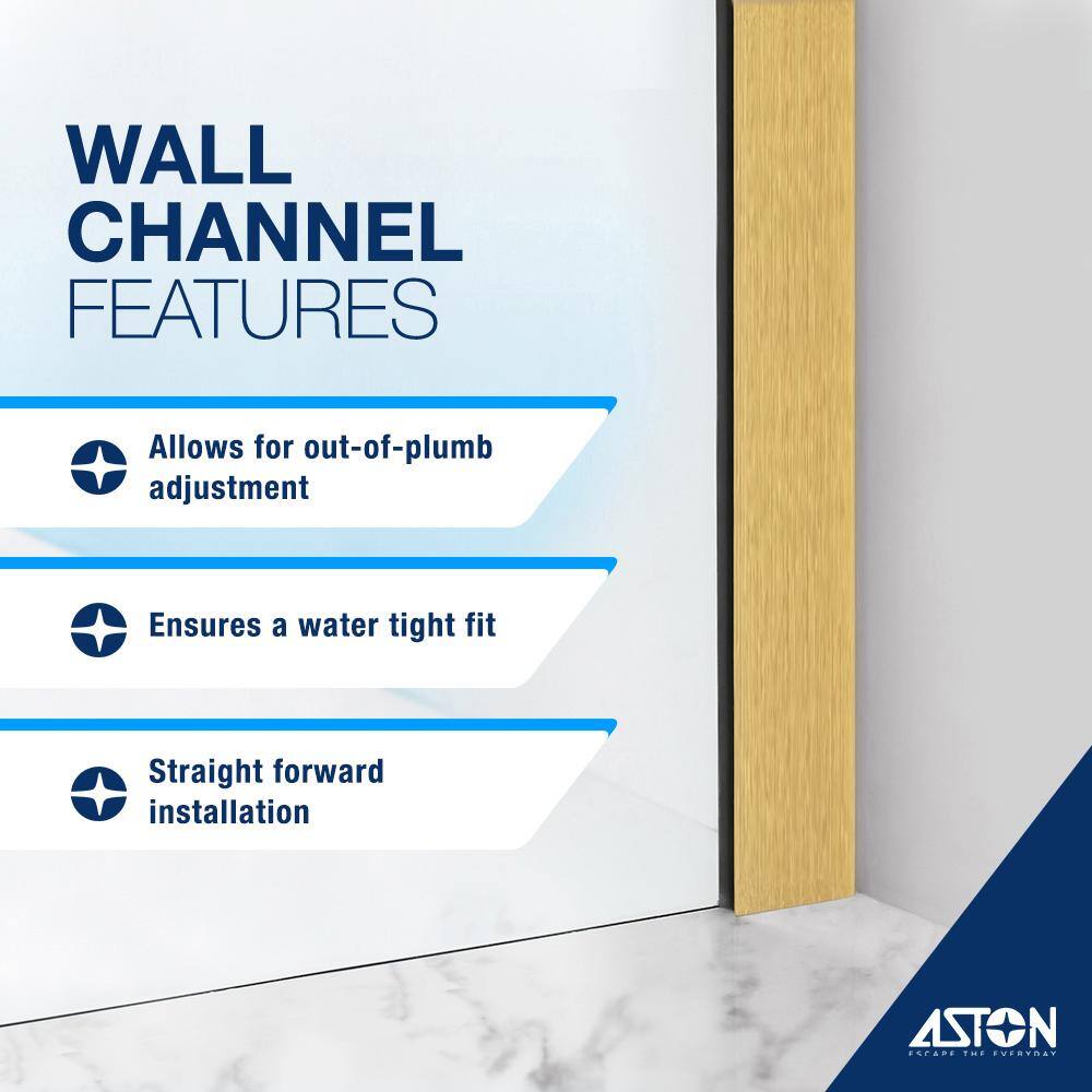 Elyse XL Brushed Gold Frameless Shower Door with Frosted Glass
