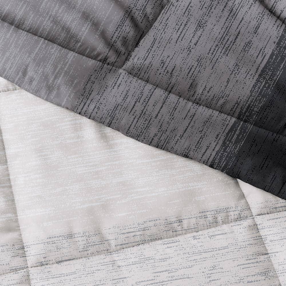 King Gray Reversible Down Alternative Microfiber Comforter Set