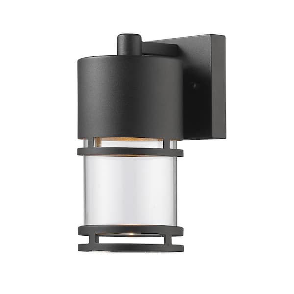Unbranded Luminata Black Outdoor Hardwired Wall Sconce with Integrated LED