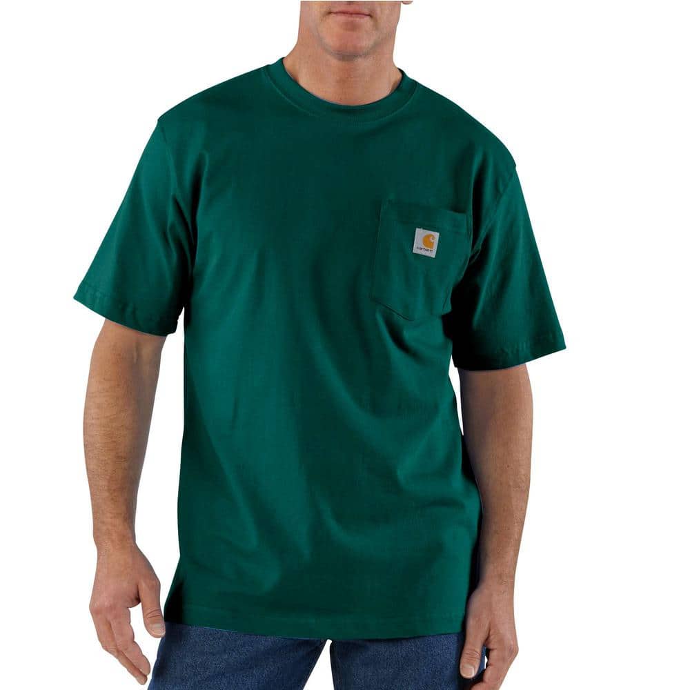 Carhartt Men's Large North Woods Heather Cotton/Polyester K87 M Loose Fit  Heavy Weight Short Sleeve Pocket T-Shirt K87-G55 - The Home Depot