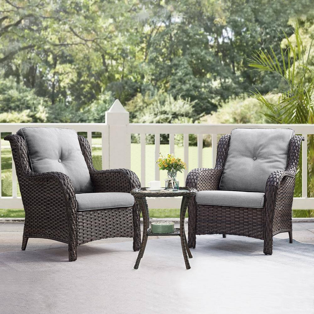 3-Pcs Wicker Patio Conversation Set with Gray Cushion price history on PriceWatchPro