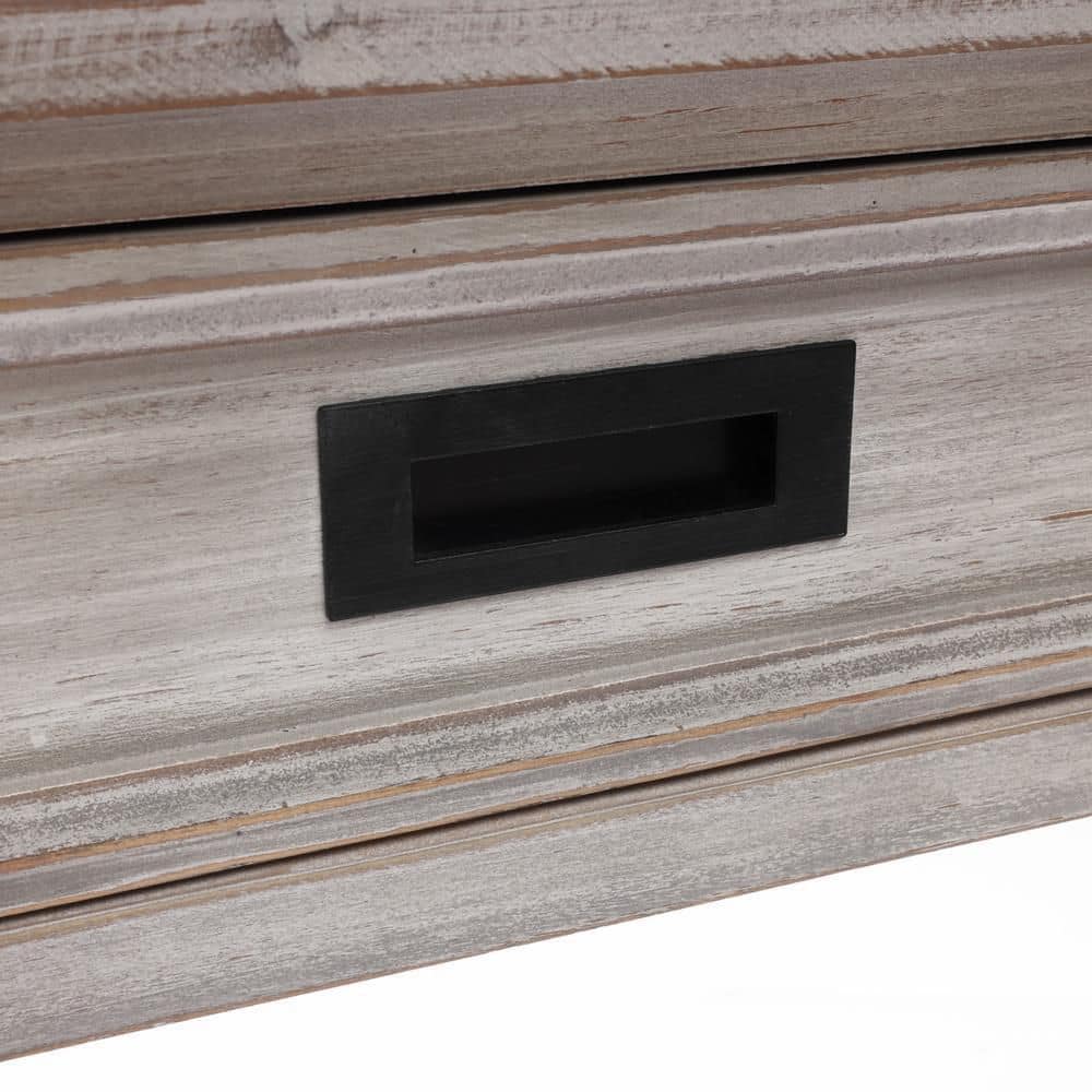 Gray Wood Console Table with Storage and Shelf