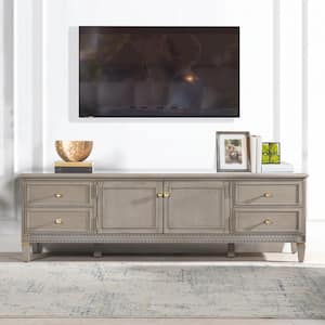 Dauphin 71 in. Cashmere Gray Wood TV Stand Storage Console Table