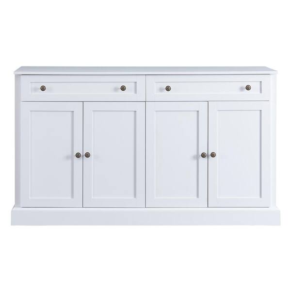 Harper & Bright Designs White Wood 60 in. Sideboard with 2 Drawers