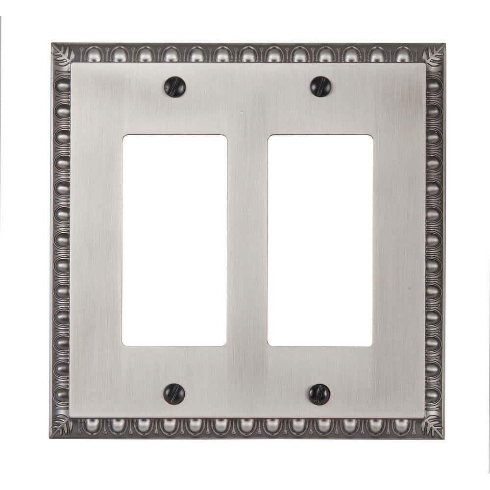 Antique Nickel Double Rocker Cast Metal Wall Plate
