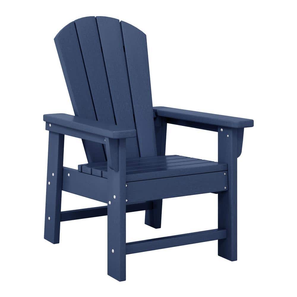Children's Laguna Outdoor Patio All Weather Fade Resistant KIDS Poly Plastic Adirondack Chair in Navy Blue