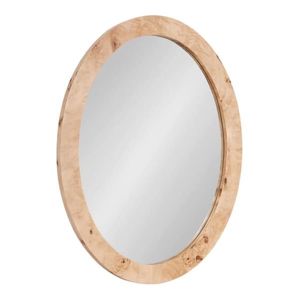 Kate and Laurel Burlock Natural 22 in. W x 28 in. H Transitional Oval Wooden Framed Mirror