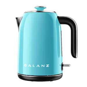 8-Cup Retro Blue Corded Electric Kettle with Auto Shut Off