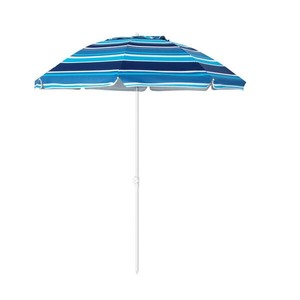 Unbranded 6.5 ft. Metal Outdoor Beach Umbrella in Blue with Carrying Bag and Tilt Mechanism