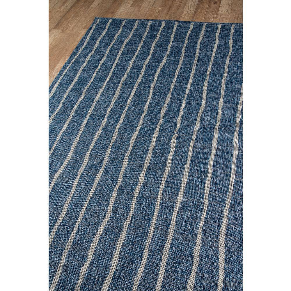 Coastal Stripe Blue Synthetic 5'3" x 7'6" Easy-Care Area Rug