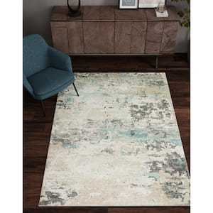 Maeva Blue 8 ft. x 10 ft. Ombre Transitional Area Rug
